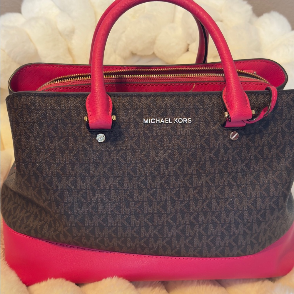 Michael Kors Black and Pink Satchel